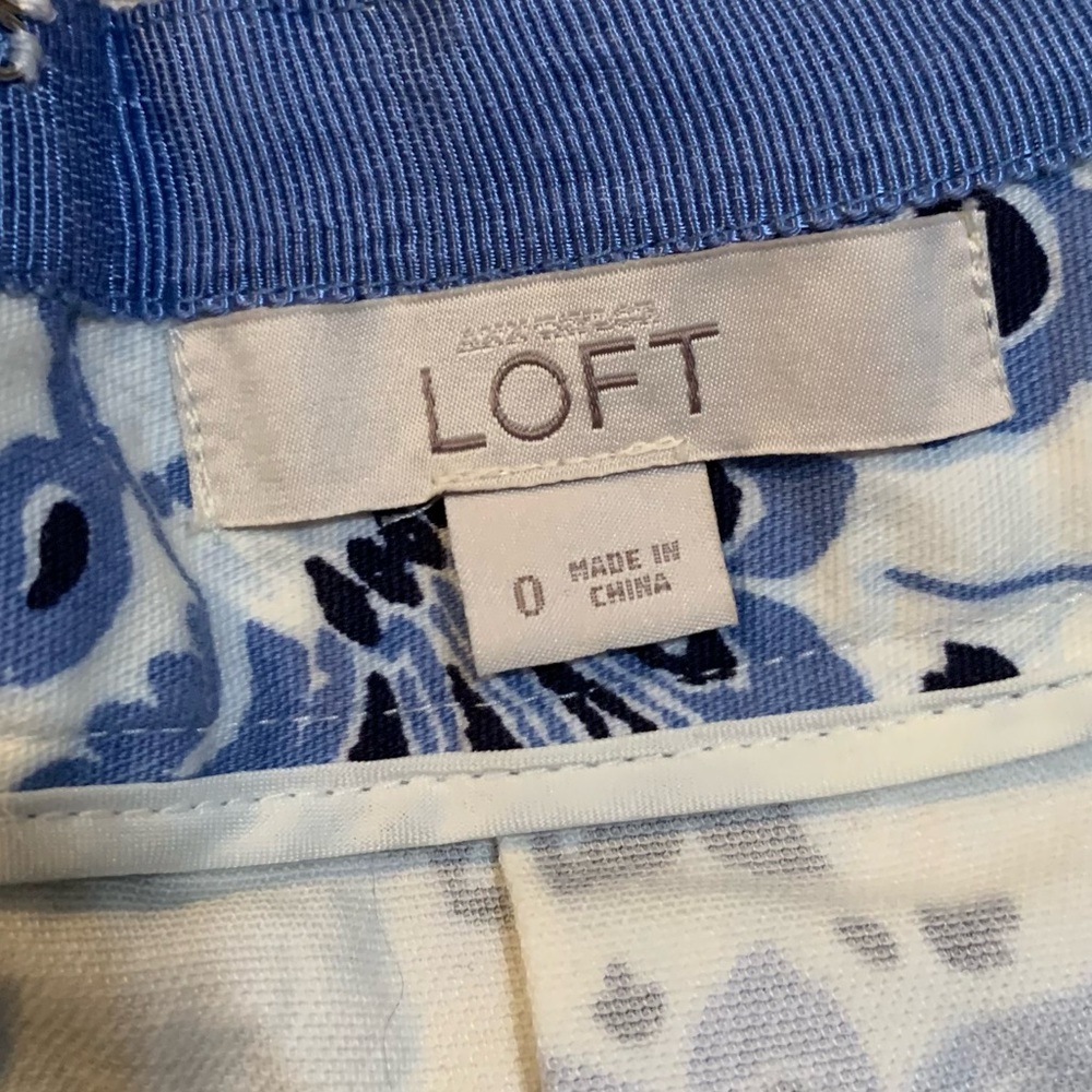 LOFT Pleated Blue White Skirt 0 - Picture 2 of 5
